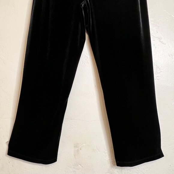 Black Velvet Full Zip Jacket/Pants Set Petite XL Lounge JM Collection Leisure - Picture 8 of 16